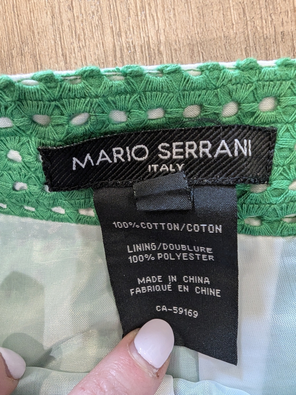 Mario Serrani Green Eyelet Circle Skirt with Striped Waist - Picture 7 of 7